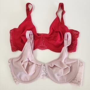 Wacoal Hidden Charms Underwire Bra Lot of 2 34D Pink Red 65108